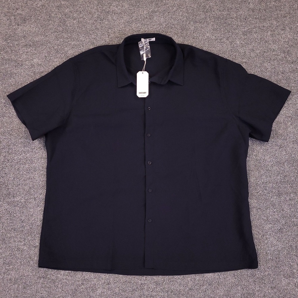 CoofAndy Casual Button Up Shirt Mens 3XL Blue Tonal Grid Textured Stretch NEW